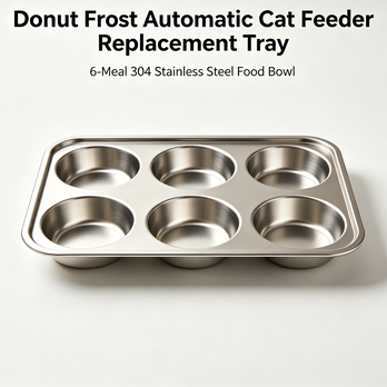 cataccessori Donut Frost Automatic Cat Feeder Replacement Tray - 6-Meal 304 Stainless Steel Food Bowl