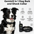 cataccessori Адказ Gemini2 in 1 Dog Bark and Shock Collar - 4500FT Bark Collar with Remote, Voiceprint Recognition, Beep/Vibration/Shock Modes, 8 Sensitivity Levels, IP67 Waterproof, Portable Training Collar for 5-120lbs Dogs