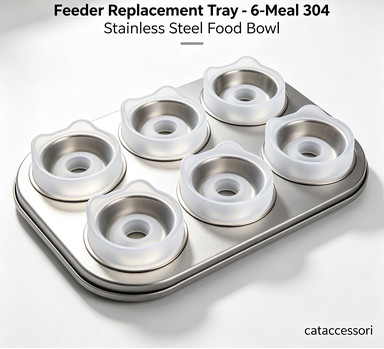 cataccessori Donut Frost Automatic Cat Feeder Replacement Tray - 6-Meal 304 Stainless Steel Food Bowl